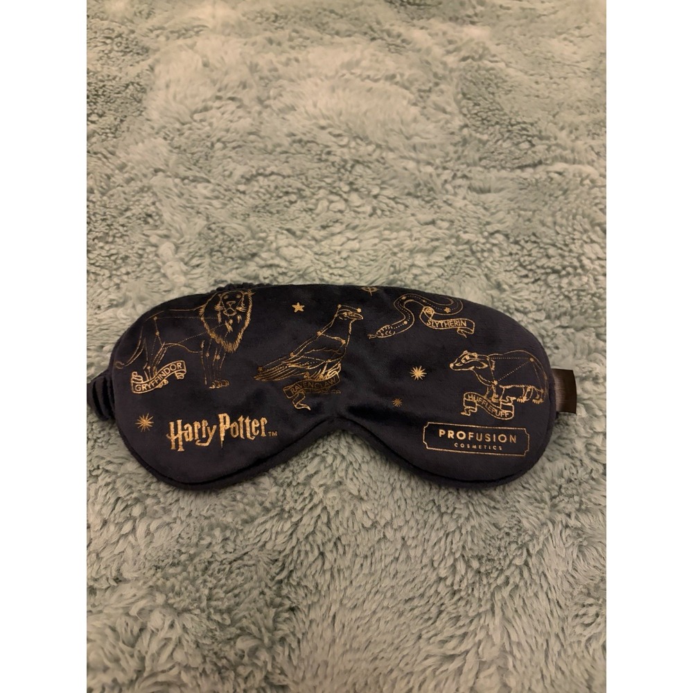 Harry Potter Owl Embroidery Plush Sleep Mask Navy Blue  Pre- Owned